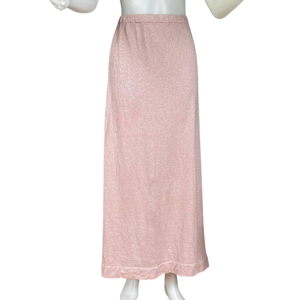 Banff Ltd Vintage Pink Metallic Sparkle Wool Knit Maxi Skirt Gianni Ferri‎ Small